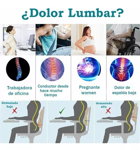 Cojín de respaldo lumbar de espuma viscoelástica | Soporte de espalda para  silla de oficina de coche | Almohada de apoyo lumbar, negro, 1 unidad