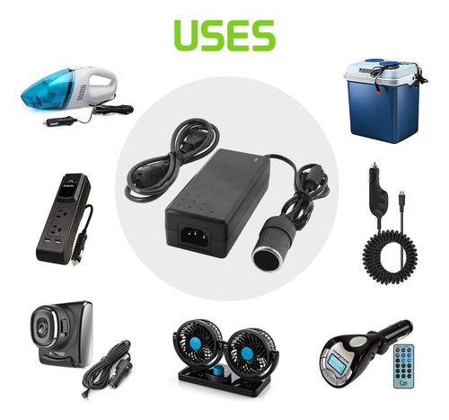 Convertidor Ac A Dc, 102 W, 12 V, Enchufe Para Encendedor De