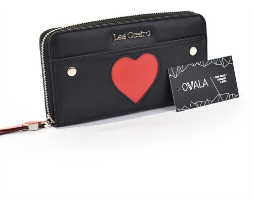 Billetera Las Oreiro Mujer Cuero Sintetico Corazon Original