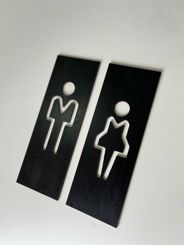 Carteles De Baño Hombre Mujer Identificación Sanitarios Mdf Identificacion Baños Wit