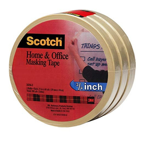 Scotch (r) Y De Oficina Masking Tape 3436-3, 3/4 Pulgadas X 