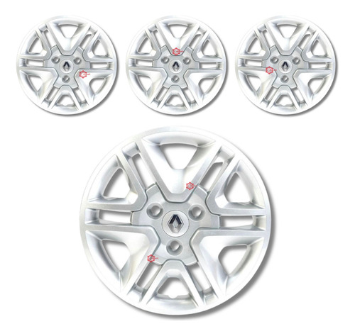 Tapones De Rin Renault Kwid Originales 14 Plata (4pzs)