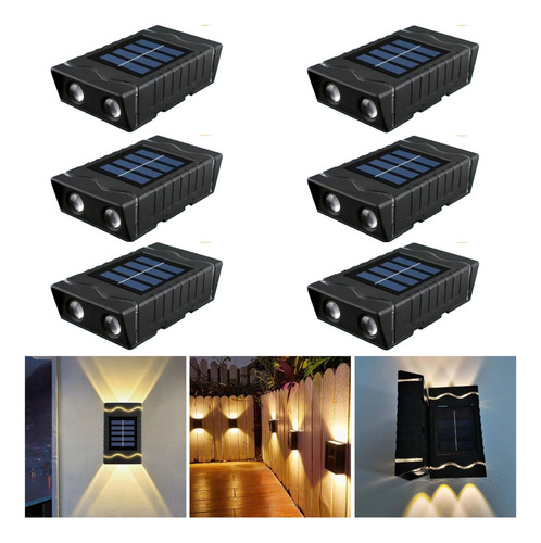 Set X6 Foco Solar Led Exterior Pared Decoracion Fotocelula