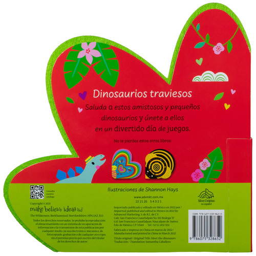 Suave y Tierno: Dinosaurios Traviesos.: Libro de Fieltro Suave y tierno: Dinosaurios Traviesos, de Varios autores. Editorial Silver Dolphin (en español), tapa dura en español, 2022
