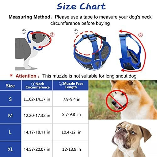 Imagen 5 de 11 de Bozal Para Perro De Hocico Corto Ajustable De Malla Xl Azul