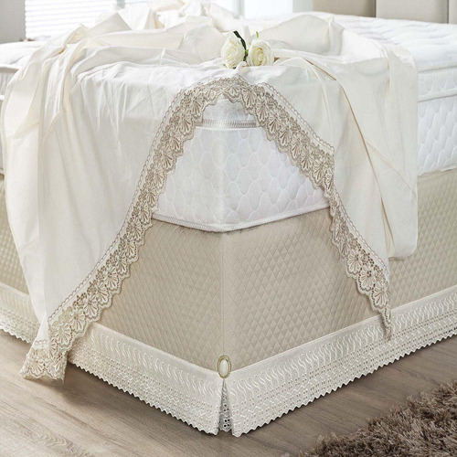 Saia De Cama Box Super King Paris Detalhe Em Lese Cinza