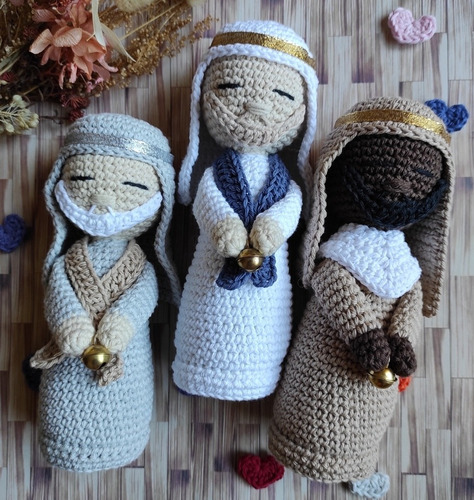 Reyes Magos Pesebre Tejido Crochet X 3 Figuras