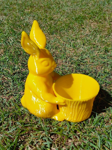 Conejo Con Canasta Pascuas/soporte Porta Huevo/maceta/adorno