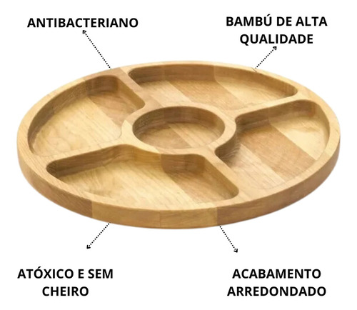 Kit Tábua Petisqueira Bandeja Churrasco Queijo 2 Potes Patês Cor Marrom-claro
