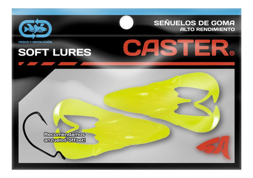 Imagen 2 de 3 de Señuelos Goma Caster Antienganche Rana Big Frog Amarillo 2u