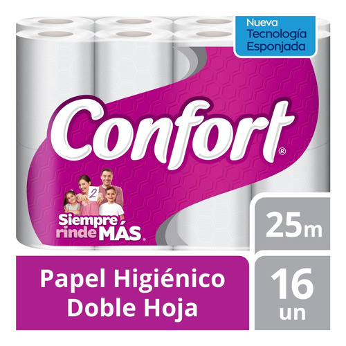 Papel Higiénico Confort Doble Hoja 16 Un 25 Mt