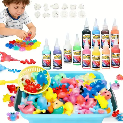 Kit De Gel De Agua Mágico Yagerod – Crea Figuras 3D De Elfos Y Animales Con 12 Colores Y Moldes, Juguete Sensorial DIY +5 Años
