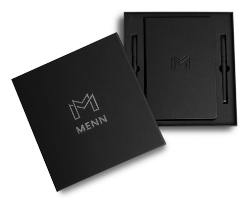 Imagen 2 de 7 de Cuaderno Negro Planner Hojas Negras A5 Agenda Con 2 Lápices