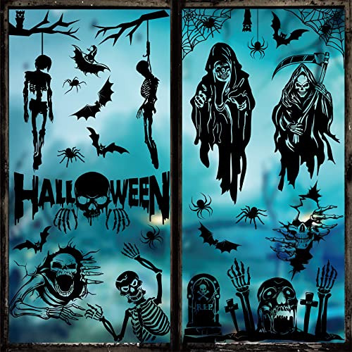 Whaline 9 Hoja Halloween Scary Skeleton Ventana 8lptr