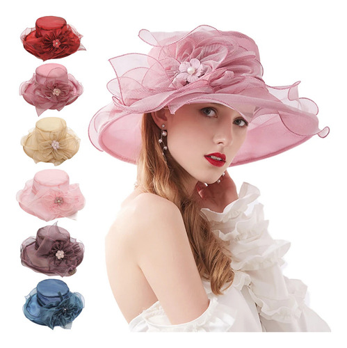 Elegante Sombrero De Organza Con Forma De Flor For El Sol,