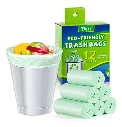 Bolsas Basura Biodegradables 1.2 Galones (150 Unds, Verde)