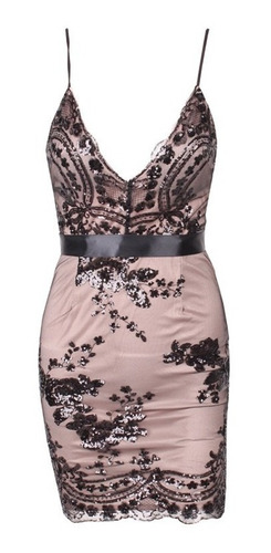 Vestido Bordado Con Lentejuelas Corto Importado!!!!