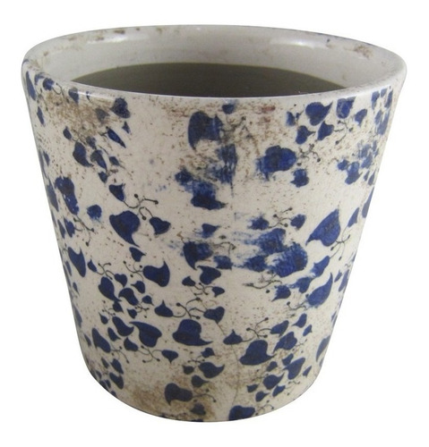 Maceta Ceramica 14x14x13cm Salpicadura Azul