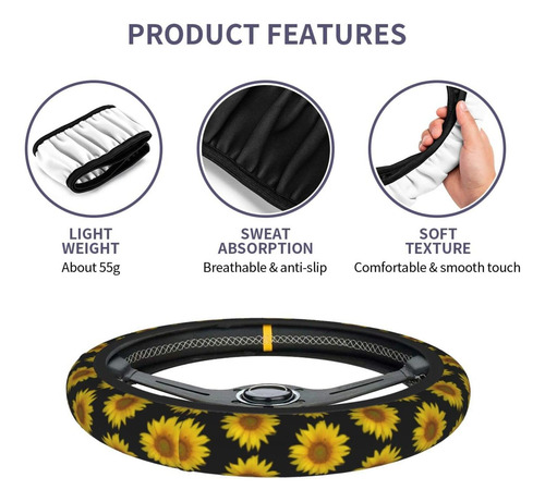 Girasoles En Una Funda Blanca Para Volante Universal De 15 Y