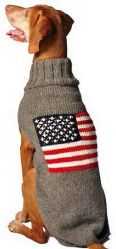 Chilly Perro Bandera Americana Perro Sueter, 3 x Xl