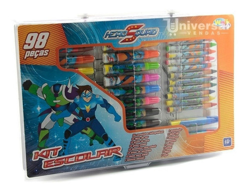 Imagem 3 de 9 de Kit 2 Maleta Pintura Estojo Escolar Infantil Canetinhas Giz