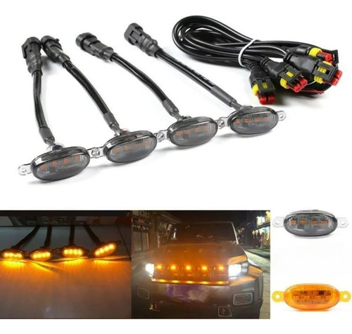 X4 Neblinero Parrilla Led Ojo Águila 18mm Camioneta Amarillo