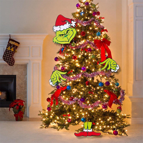 Grinch Grinch Navidad Cabeza Brazo Árbol De Navidad Sombrero
