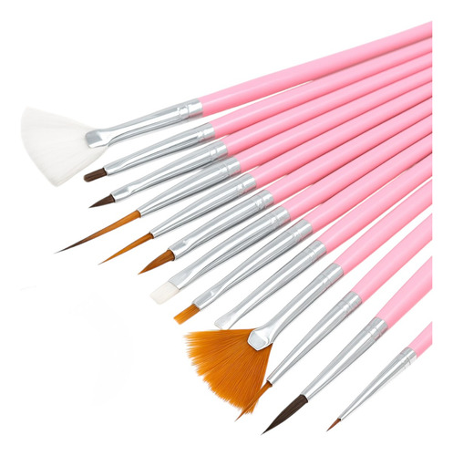 Kit 15 Pincéis Decoração De Unhas Gel Nail Art Profissional