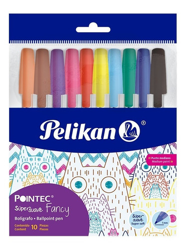 Lapicera Bolígrafo Birome Color Pelikan Pointec Blister X 10