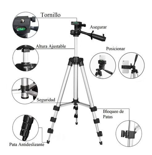 Imagen 4 de 8 de Trípode Para Celular Cámara Gopro 3110 Hasta 102cm Aluminio