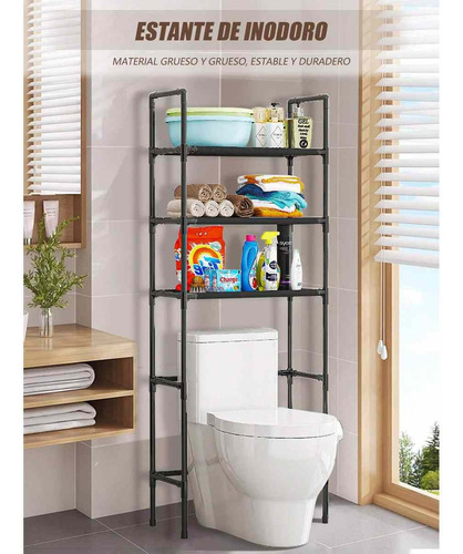Rack Organizador Estante Inodoro Lavarropas 3 Pisos Negro