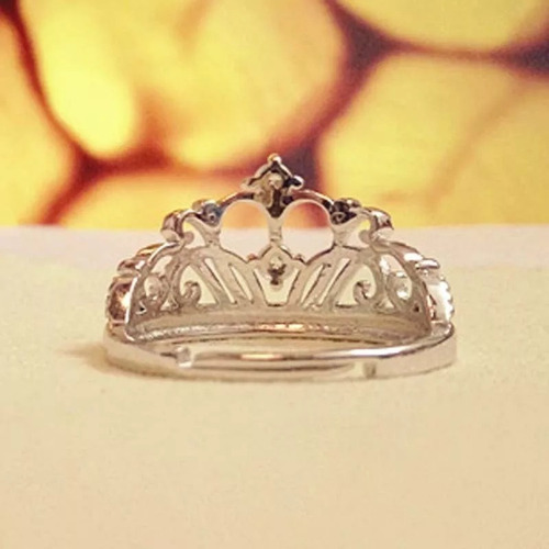 Imagen 3 de 6 de Anillo De Corona Ajustable Para Mujer Plata Ley .925