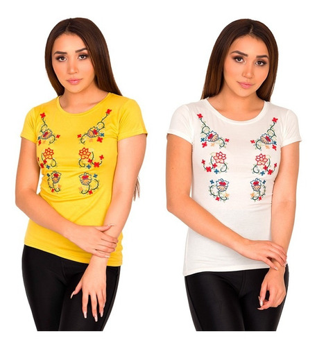 Set De 2 Blusas Playera Cuello Redondo Talla Ch M-821-1