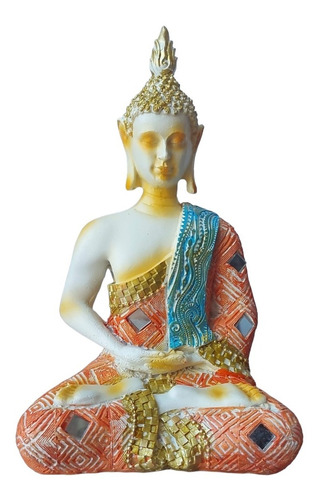 Buda Tunica Naranja Estado De Meditacion 20cm