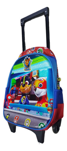 Morral Paw Patroll Pequeño Con Llantas + Lonchera + Cartuche