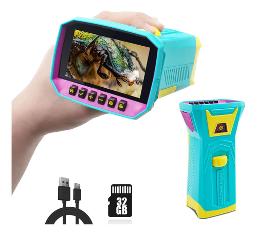 Microscopio Digital Y Camara Para Ninos, Pantalla Ips De 3 P