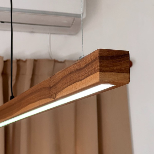Lampara Colgante Led De Madera Maciza Petiribi 230cm Moderna Petiribí