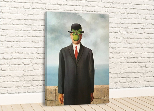 Lindo Quadro Em Tecido Canvas René Magritte The Son Of Man