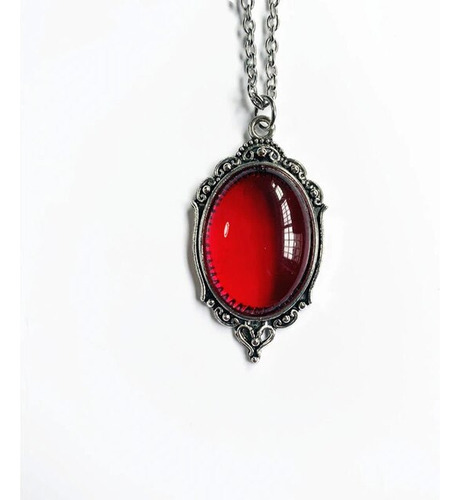 Collar Con Colgante De Camafeo De Cristal De Cuarz Red-silve