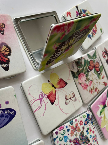 Espejo Bolsillo Metal Vintaje 10pz Mariposas Recuerdos