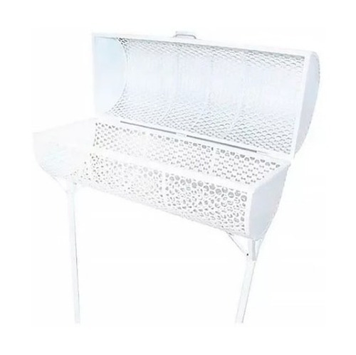 Lixeira De Rua Tela Moeda Dupla 100cm Com Tampa Branca Cor Branco