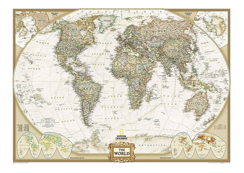 Mapa Mundi National Geographic Color Sepia 100x66cm Adhesivo