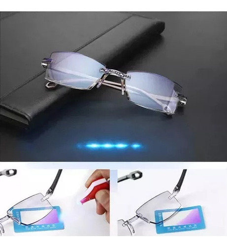 2 Lentes Bifocales Antiluz Azul, Para Cerca Y Lejos, 100-250