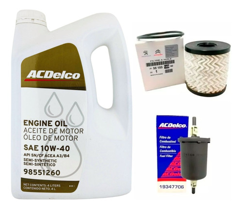 Kit 2 Filtros Servicce + Aceite Peugeot 208 1.6 Vti