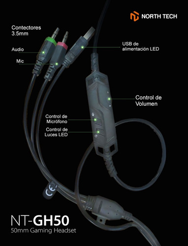 Auricular Gamer Para Pc, Ps4 7.1 Led Microfono North Tech