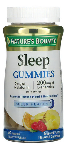 Nature's Bounty Sleep Gummies  - 60 Gomas  Sabor Frutas Tropicais