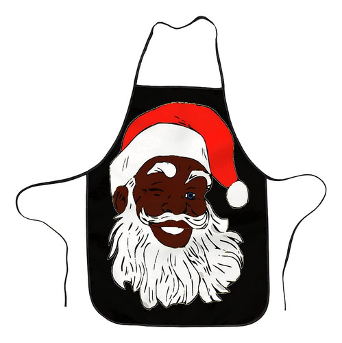 Delantal Chef Guiño Negro Papa Noel Afroamericano Cocina X