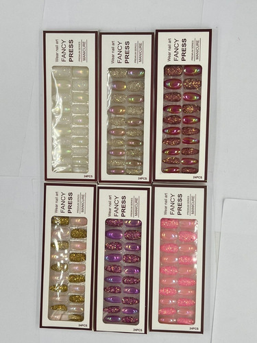 - 120 Unhas Postiças Decorada Stiletto + Cola