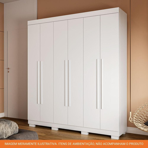Guarda Roupa Casal 6 Portas 2 Gavetas Paolla Acp Branco