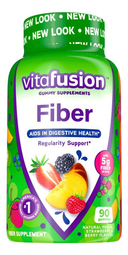 Vitafusion Fiber Fibra Salud Digestiva Con 90 Gomitas Sabor Durazno Fresa Y Bayas